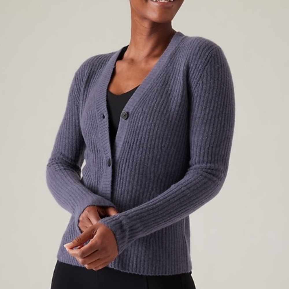 Athleta Layover Cardigan NWT nightfall purple